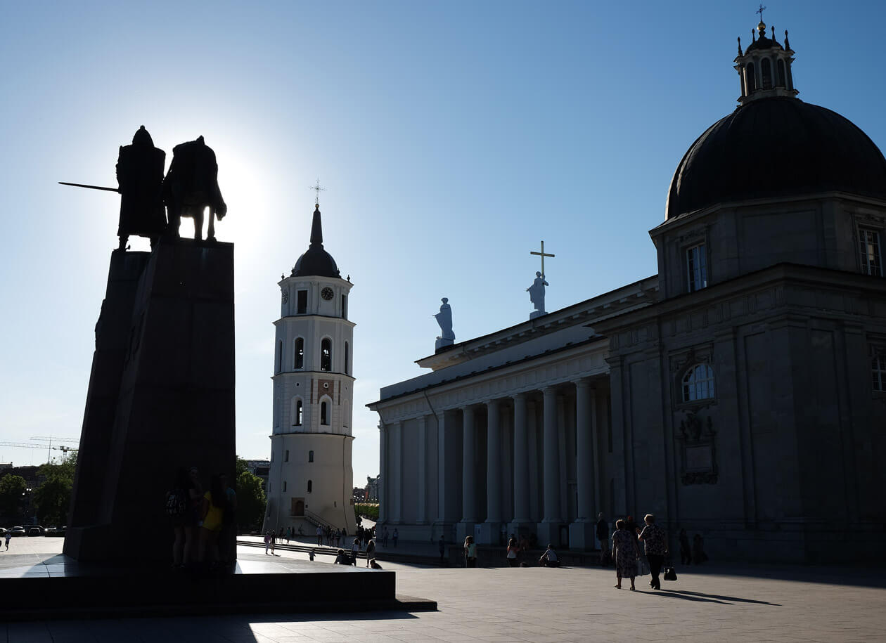 Cathedral Square in the evening on our last day in Vilnius