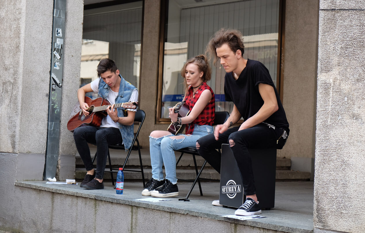 A band playing across the street from our hotel on Street Music Day