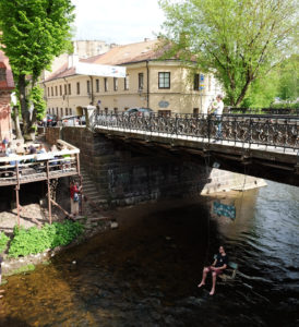 The secret swing under the bridge leading into Uzupis