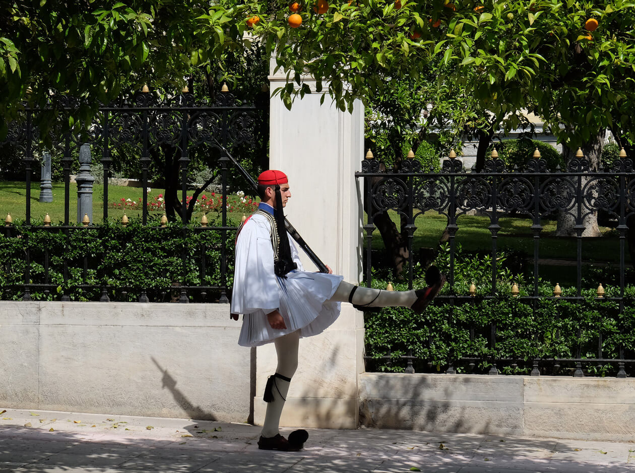 The changing of the guard outside the Presidential Palace