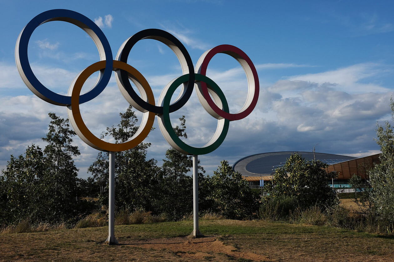 The Olympic Rings at the site of the 2012 London Olympics Helen on
