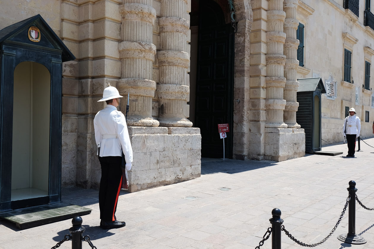 Changing the guard outside the Palace of the Grand Master