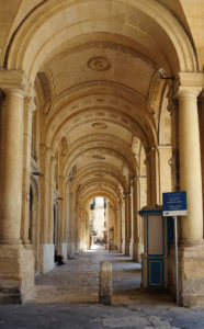 The pretty colonnade outside the National Library