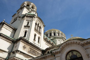 The domes of Alexander Nevsky Cathedral are clad with real gold