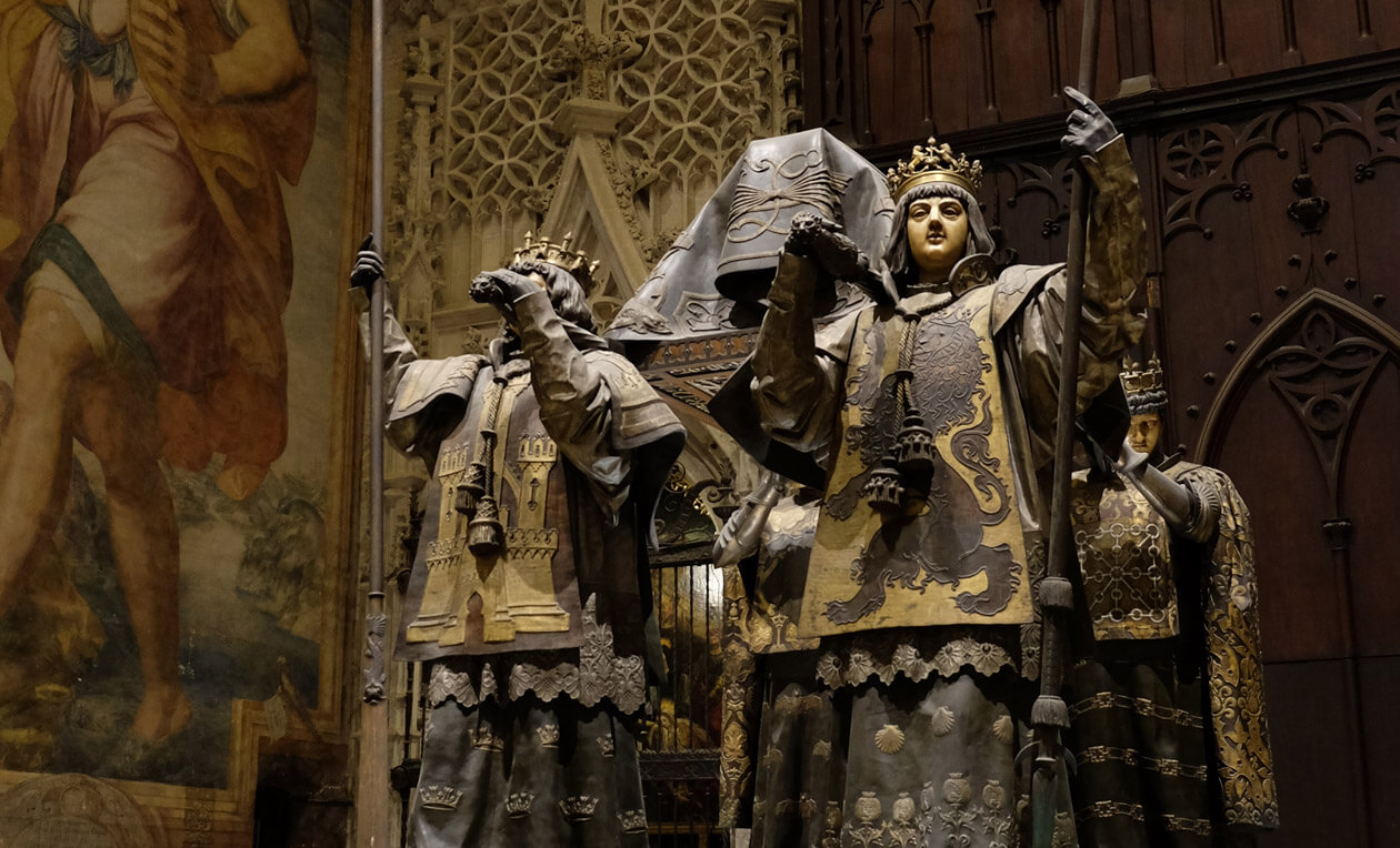 The tomb of Christopher Columbus inside Seville Cathedral