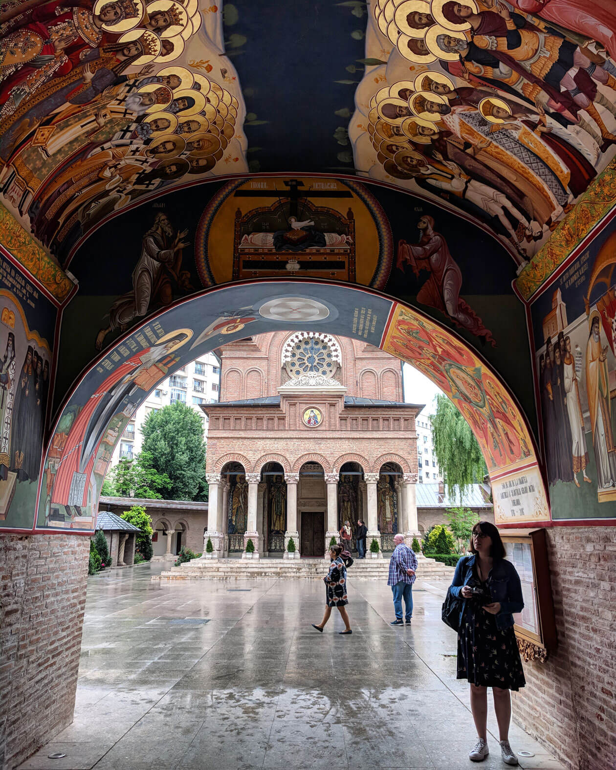 Admiring the gorgeous murals at Antim Monastery. The rest of the buildings in this area were demolished to make way for Ceaușescu's vision for a new Bucharest
