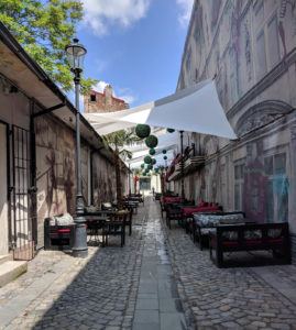 One of the many gorgeous street cafés in Bucharest's historic centre