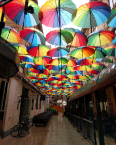 Umbrella street inside Pasajul Victoria