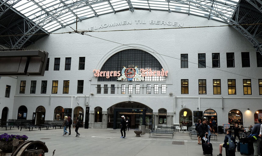 Leaving Bergen station at the start of our Norway in a Nutshell journey