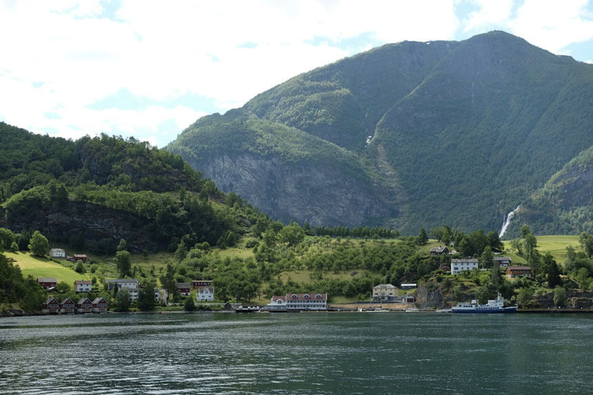 Arriving in Flåm on a boat tour of the Aurlandsfjord