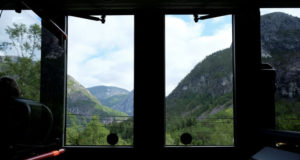 Looking out at the incredible scenery through the bus windows