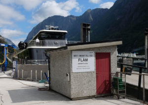 Getting on the fjord cruise at the port in Gudvangen