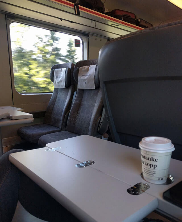 The NSB Komfort train carriage from Myrdal to Oslo. NSB Komfort has been rebranded as Vy Plus but the service is the same.