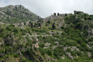 The mountain behind Kotor, with the Castle of San Giovanni at the top