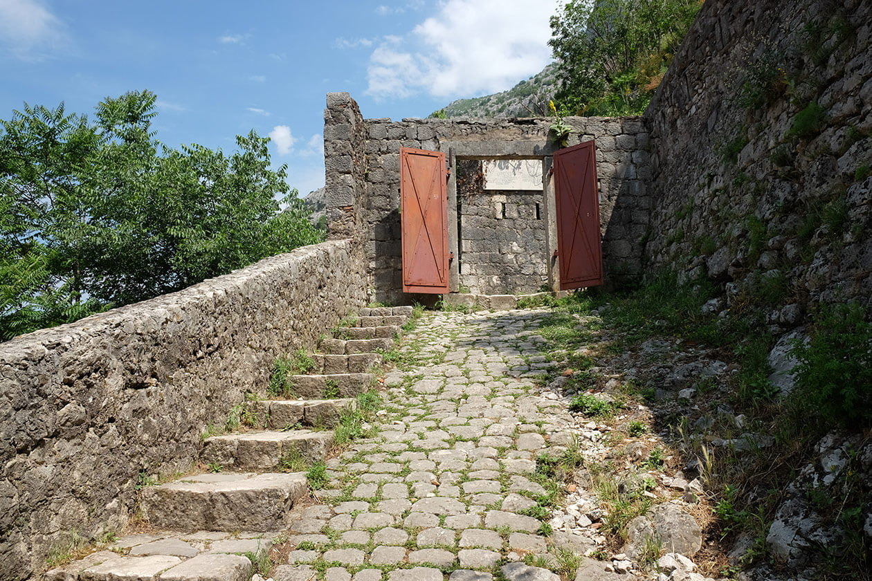 Starting the climb up Kotor's city walls