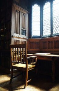 A reading nook in the John Rylands Library