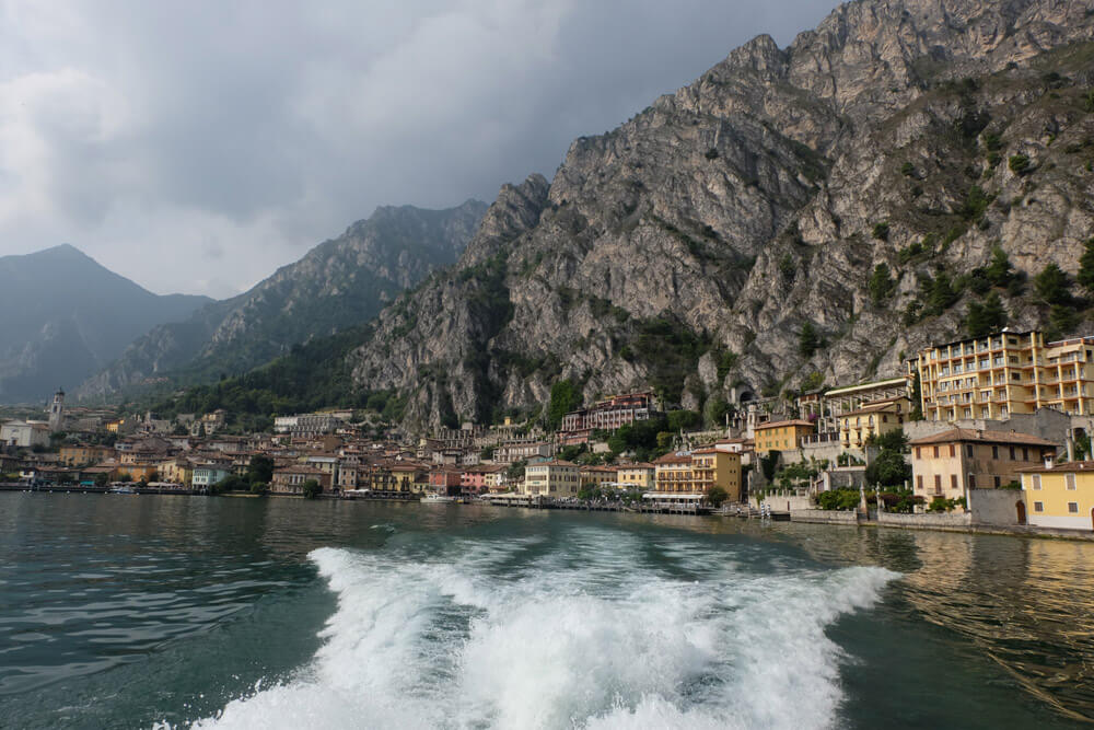 Leaving the Lake Garda village of Limone by ferry