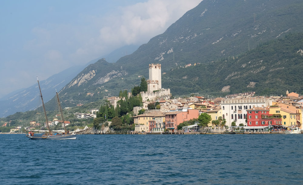 The village of Malcesine at the foot of Monte Baldo