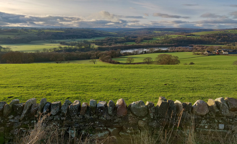 The big skies and green landscape of the Durham Dales, my last trip of 2018; back home for Christmas