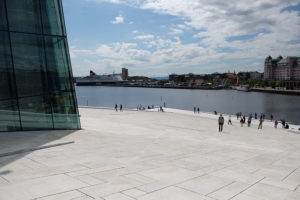Walking on the roof at Oslo's Opera House