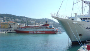 Our little orange easyCruise ship moored in Nice