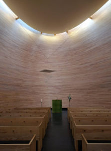 The inside of peaceful Kamppi Chapel