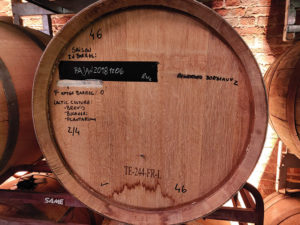 A beer barrel at Brussels Beer Project with the recipe written on the front