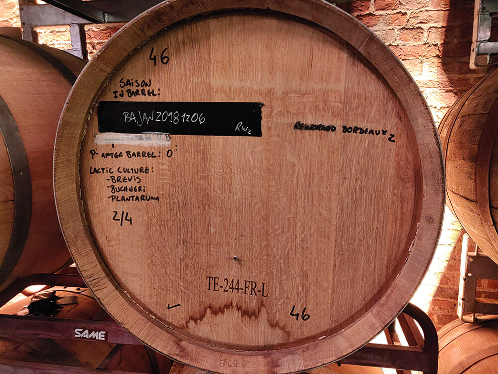 A beer barrel at Brussels Beer Project with the recipe written on the front 