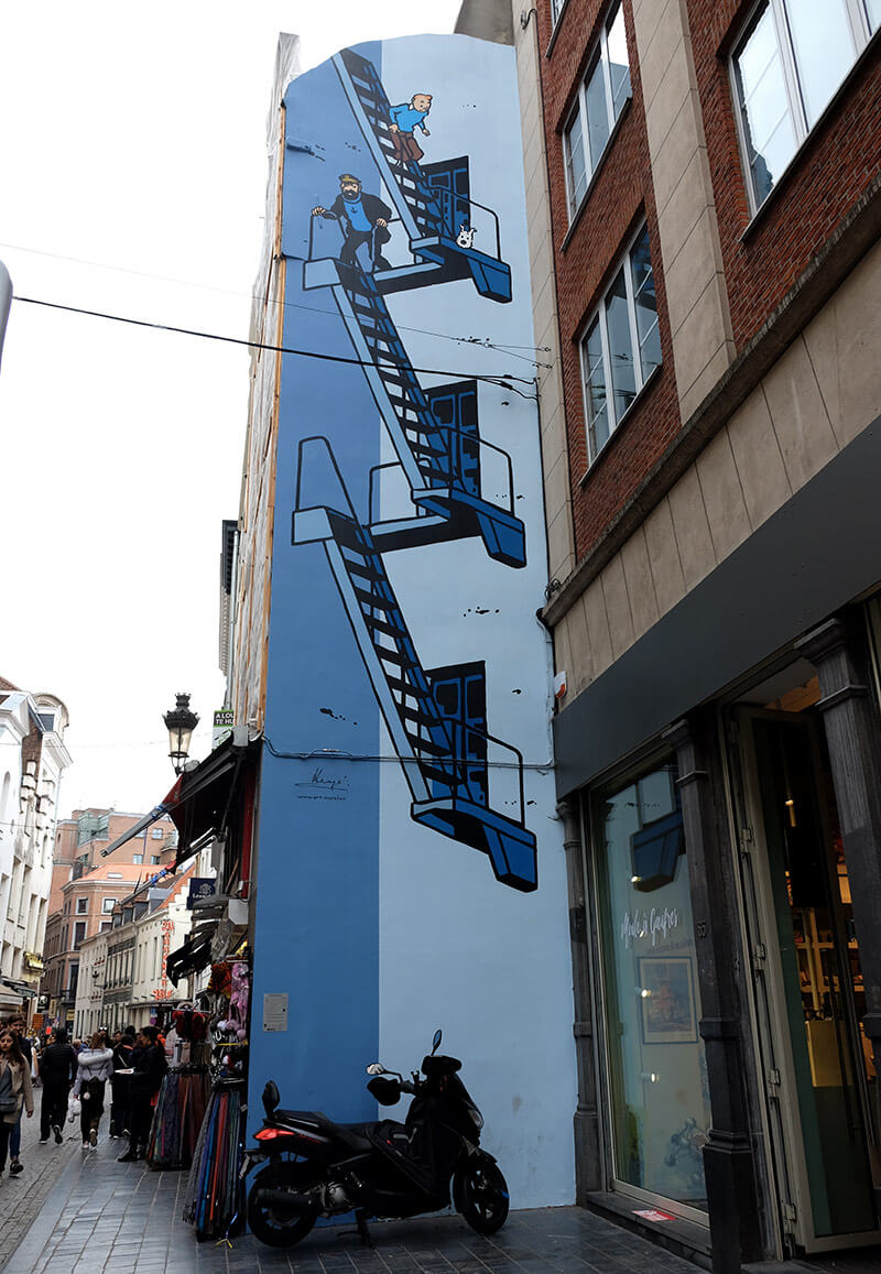 A Tintin mural on the Comic Book Route