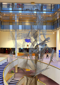 The huge sculpture in the atrium of the European Parliament