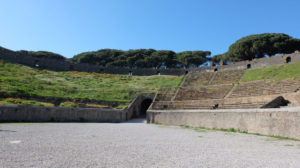 The large amphitheatre at Pompeii is the oldest surviving Roman amphiteatre in the world