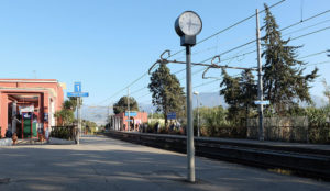 Pompei Scavi train station on the Circumvesuviana railway line between Naples and Sorrento