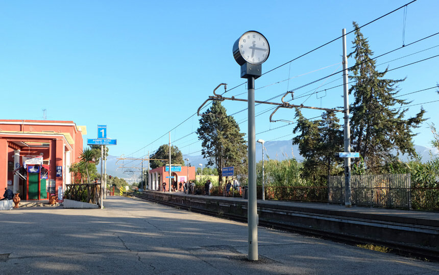 Pompei Scavi train station on the Circumvesuviana railway line between Naples and Sorrento