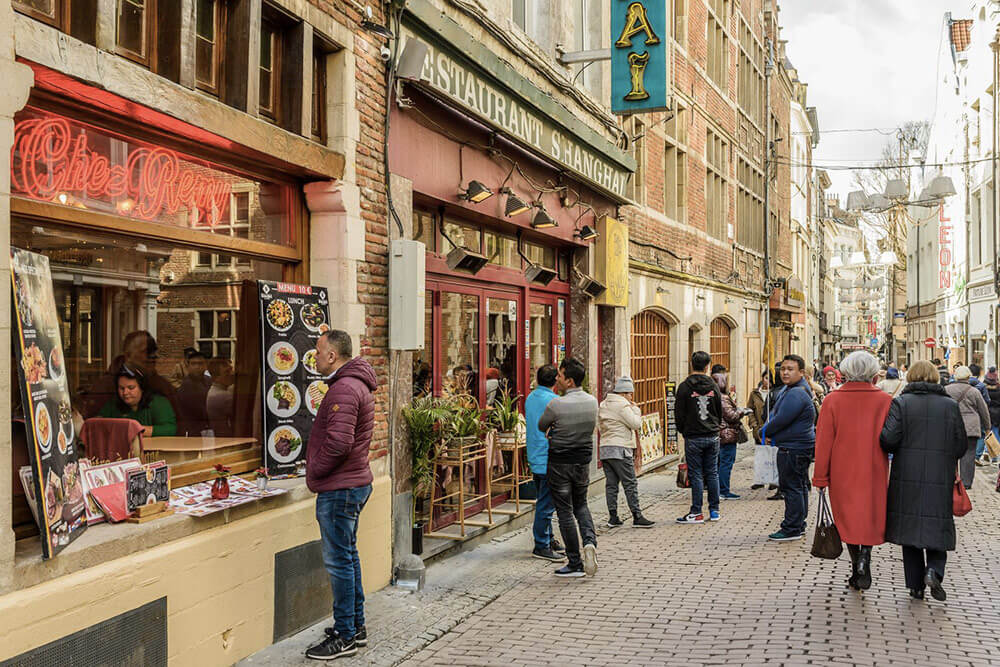 Rue des Bouchers is full of restaurants and bars