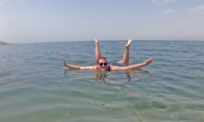 Ashlea spent her 28th birthday floating in the Dead Sea at a resort in Jordan