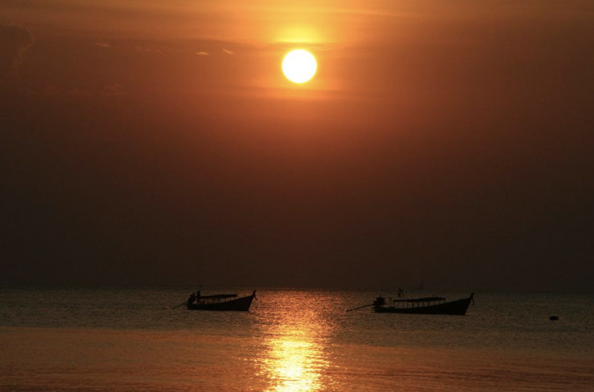 Sunset on Ko Chang Island, Thailand, on the Andaman Coast