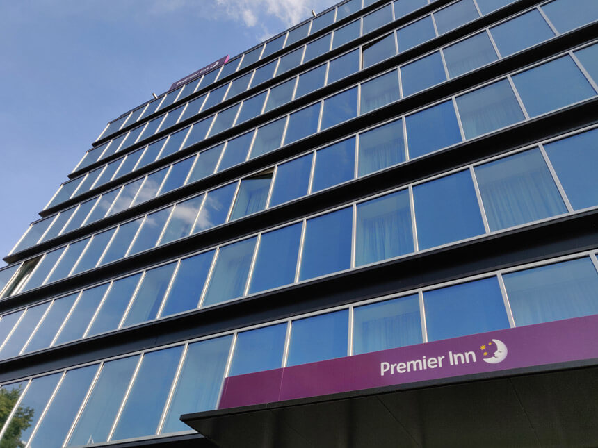 The Premier Inn Hamburg is in an old office block, but you'd never know it once you're inside