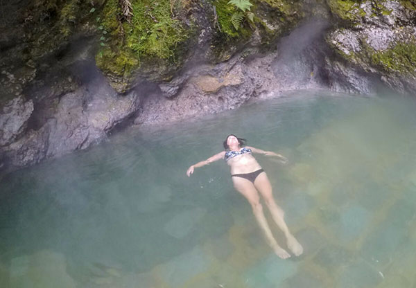 Relaxing in the hot springs at Fuentes Georginas, Guatemala