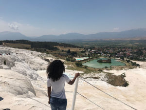 The beautiful "Cotton Castle" formation at Pamukkale was formed by seventeen natural hot springs