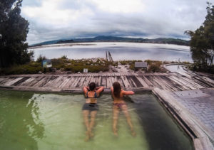 Chilling out in the hot thermal pools in Rotorua, New Zealand