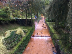 The thermal pools in the Azores are bright orange, due to the naturally high iron content