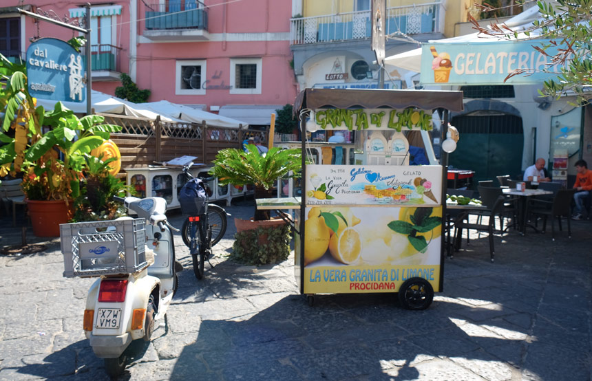A granita stand on the waterfront in Marina Grande