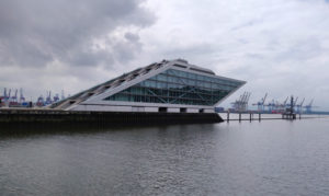 The striking, ship-shaped office block at Docklands. You can walk up the steps to the roof for an amazing view of the river.