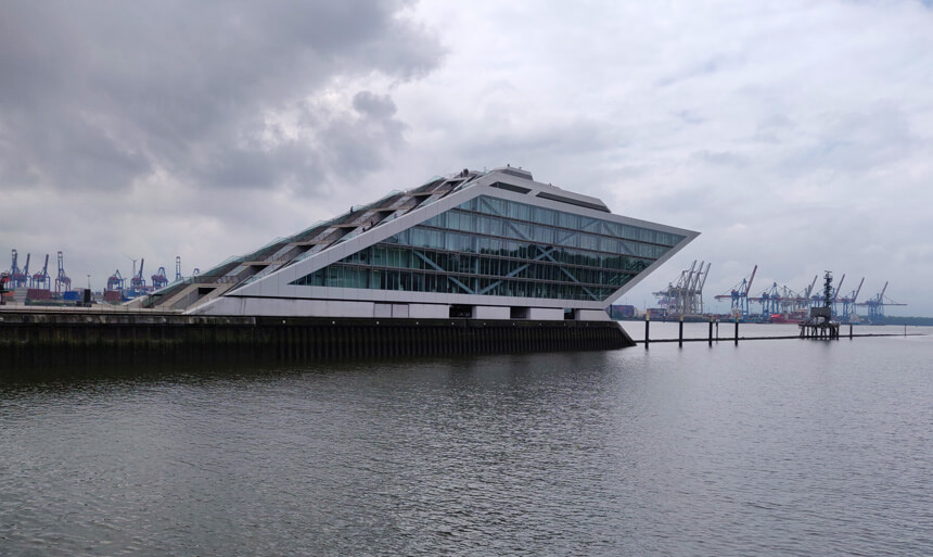 The striking, ship-shaped office block at Docklands. You can walk up the steps to the roof for an amazing view of the river. 