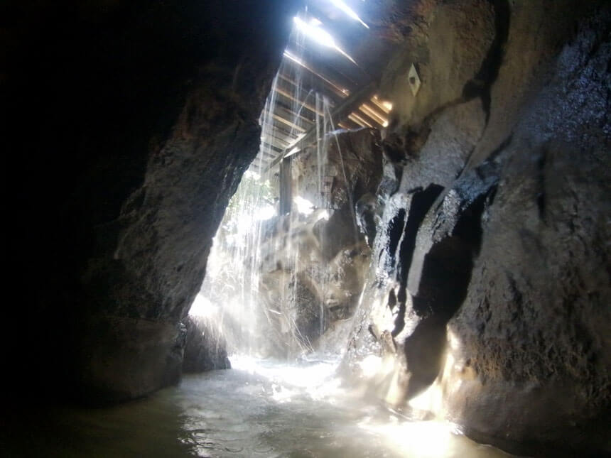 The entrance to the Black Grotto thermal pool