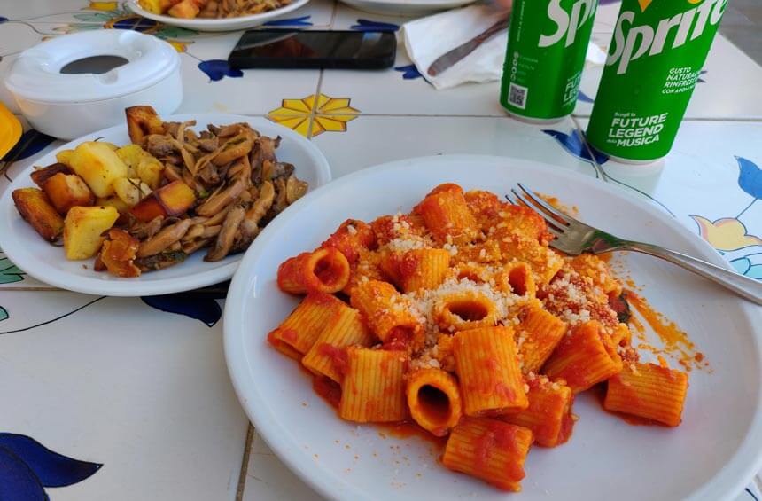 Food at the cheaper of the two restaurants on the beach was simple but filling