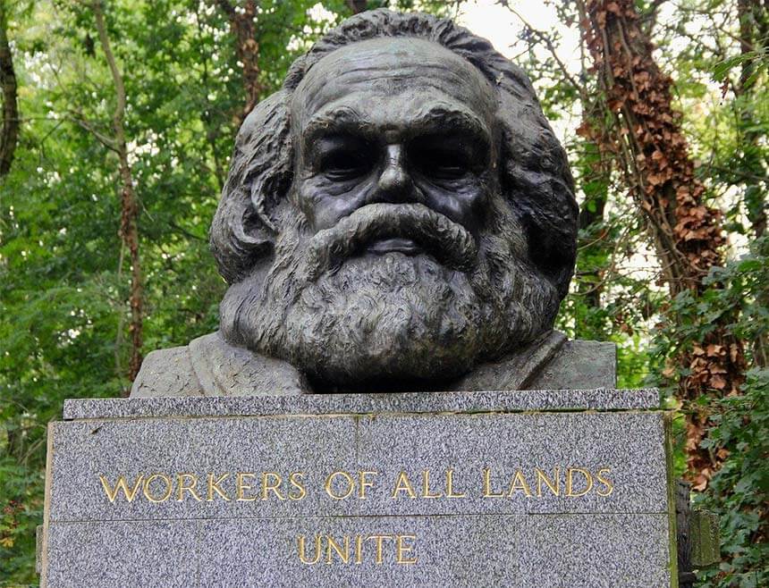 The grave of Karl Marx in Highgate Cemetery
