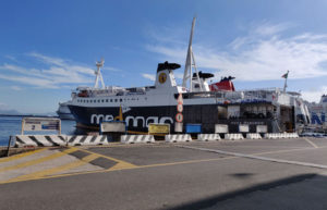 A Medmar ferry to Ischia preparing to leave Naples