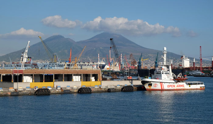 A great view of Mount Vesuvius from Naples Porta di Massa ferry terminal 