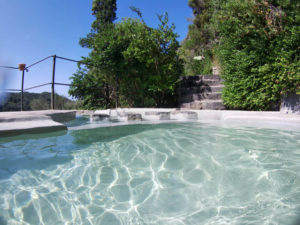 Relaxing in the Nesti series of pools at Negombo thermal spa, Ischia